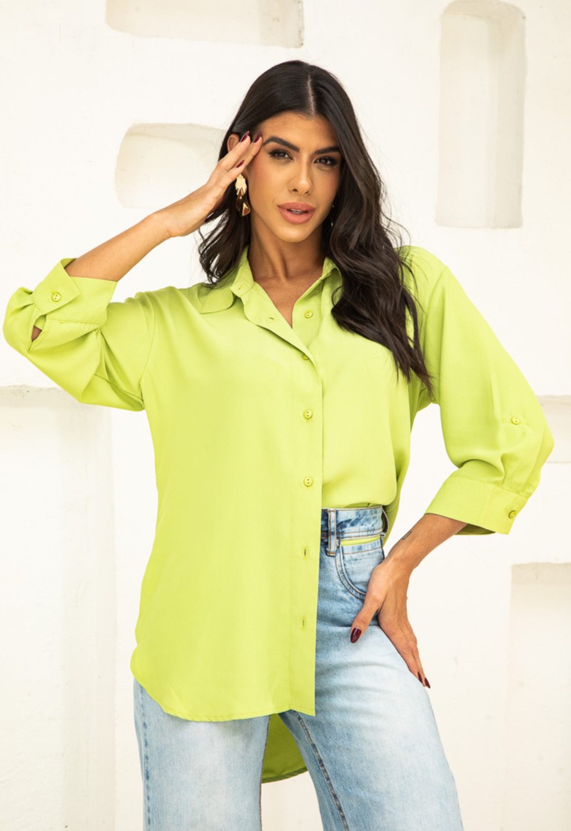 Camisa feminina manga 3/4 viscose The Style Box | Verde Green