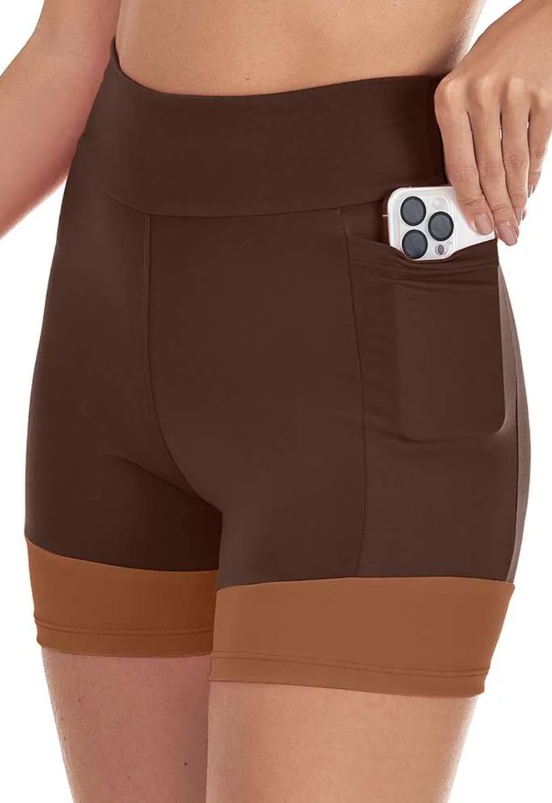 Short Fitness color block Zee Rucci | Marrom