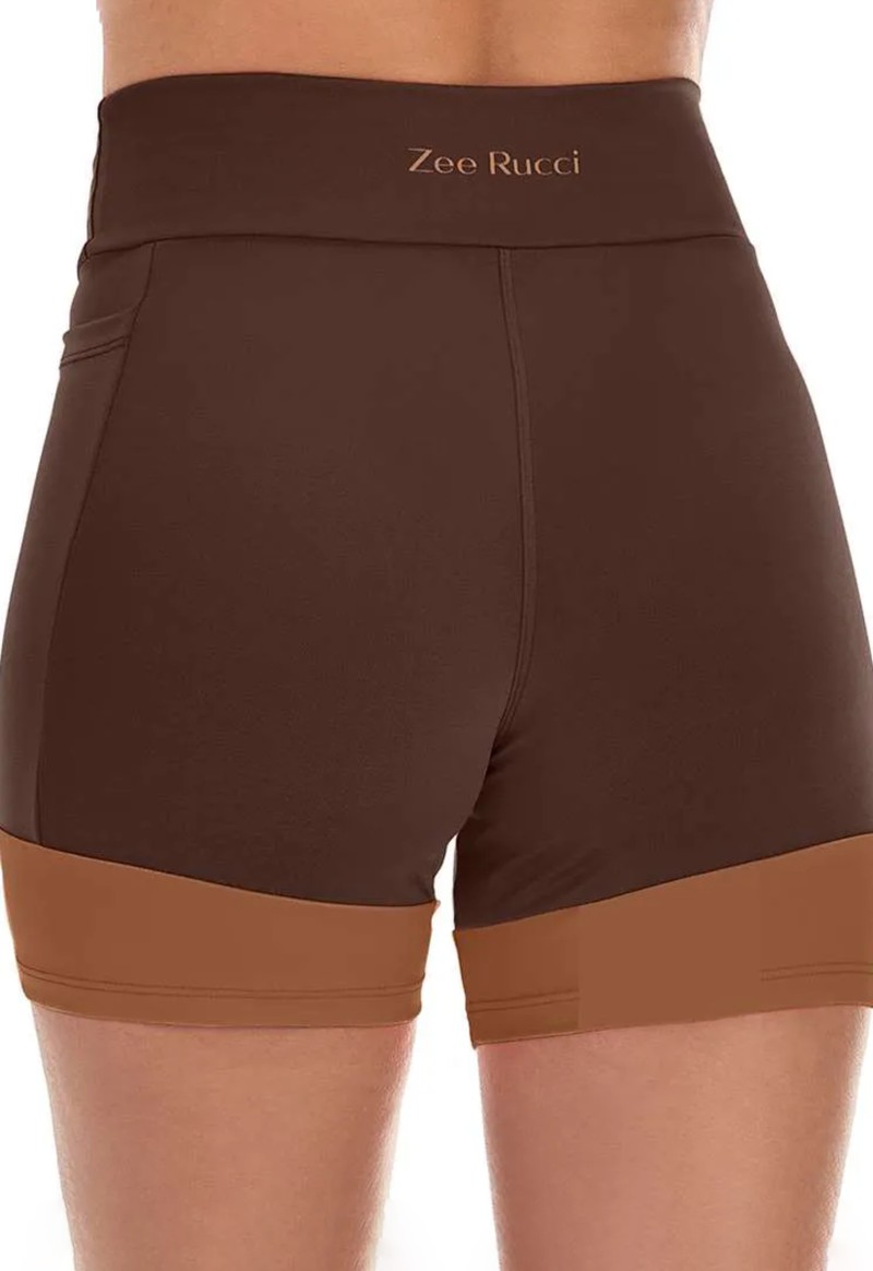 Short Fitness color block Zee Rucci | Marrom