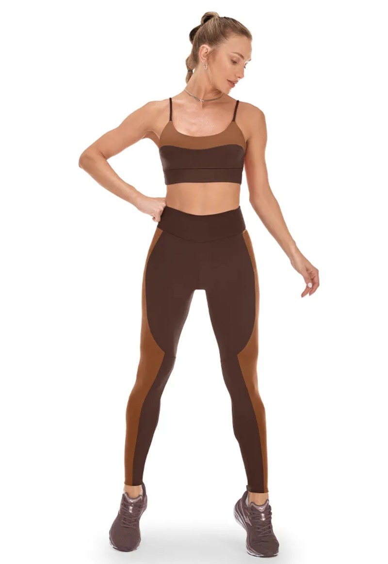 Legging fitness color block Zee Rucci | Marrom