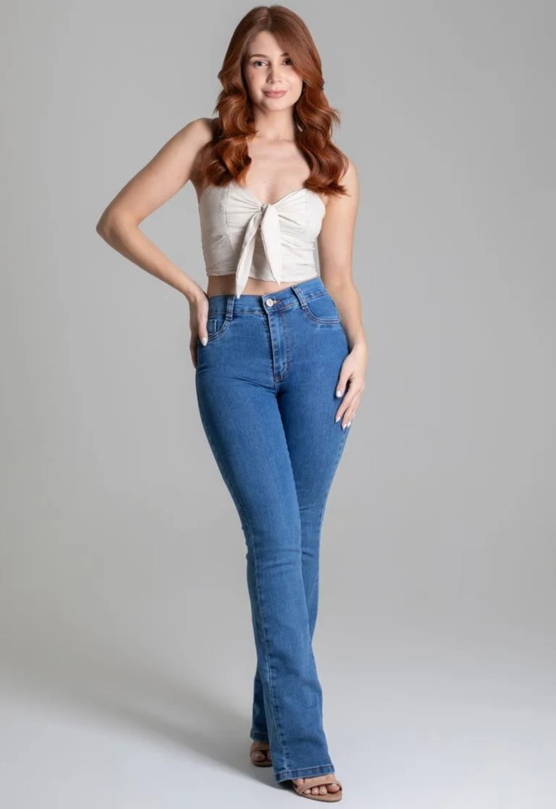 Calça jeans boot cut Sawary | Azul Médio