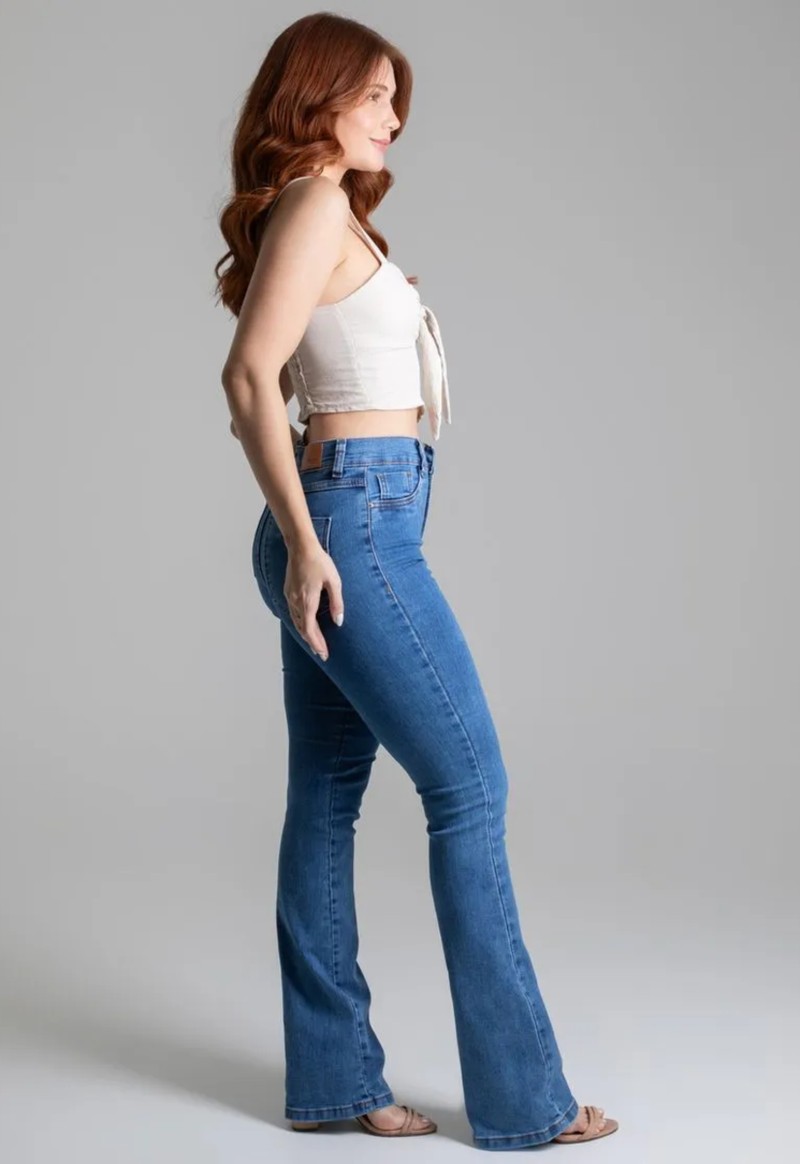 Calça jeans boot cut Sawary | Azul Médio