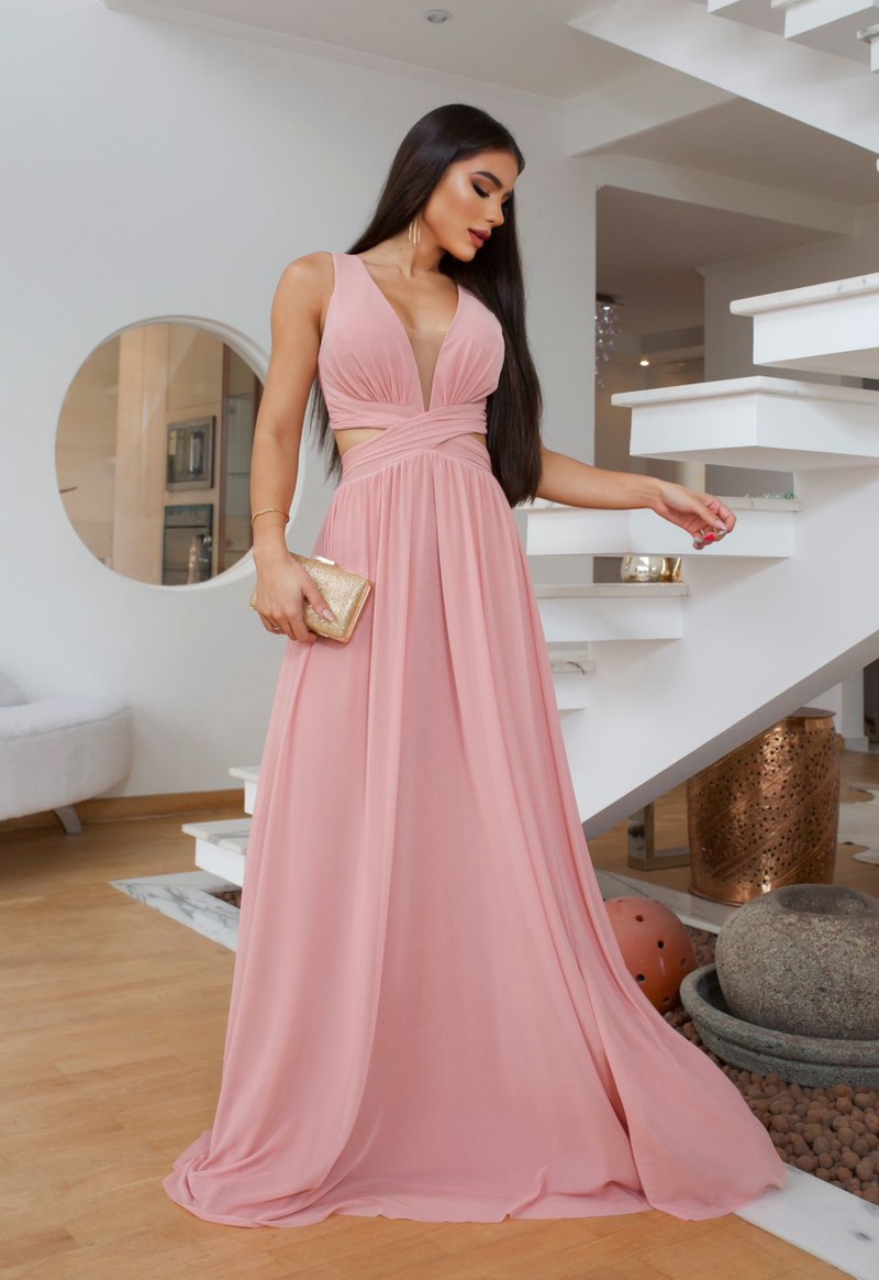 Vestido longo Eloise | Rosa