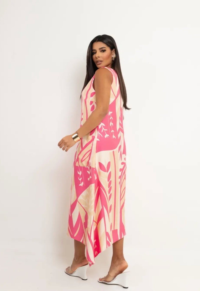 Vestido midi Ancora estampado Majula | Rosa