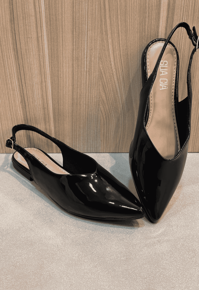 Sapatilha slingback verniz Sua Cia | Preto 