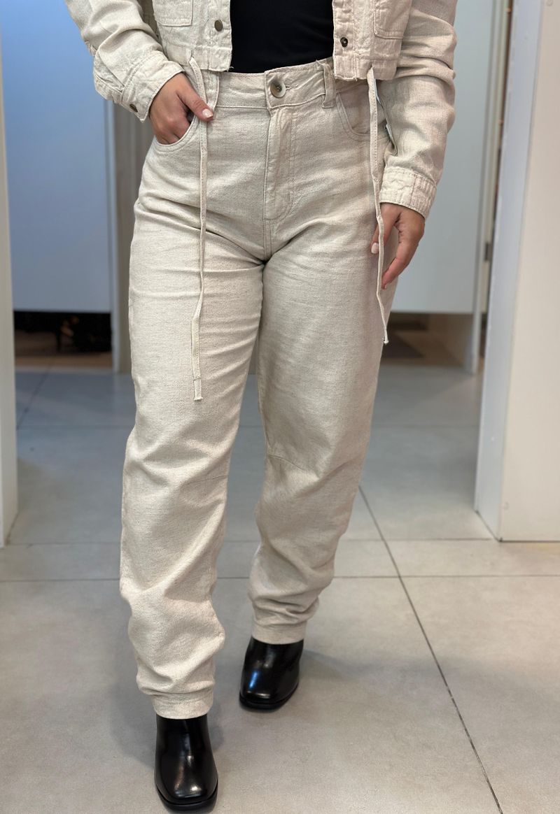Calça linho barrel Sawary | Cru