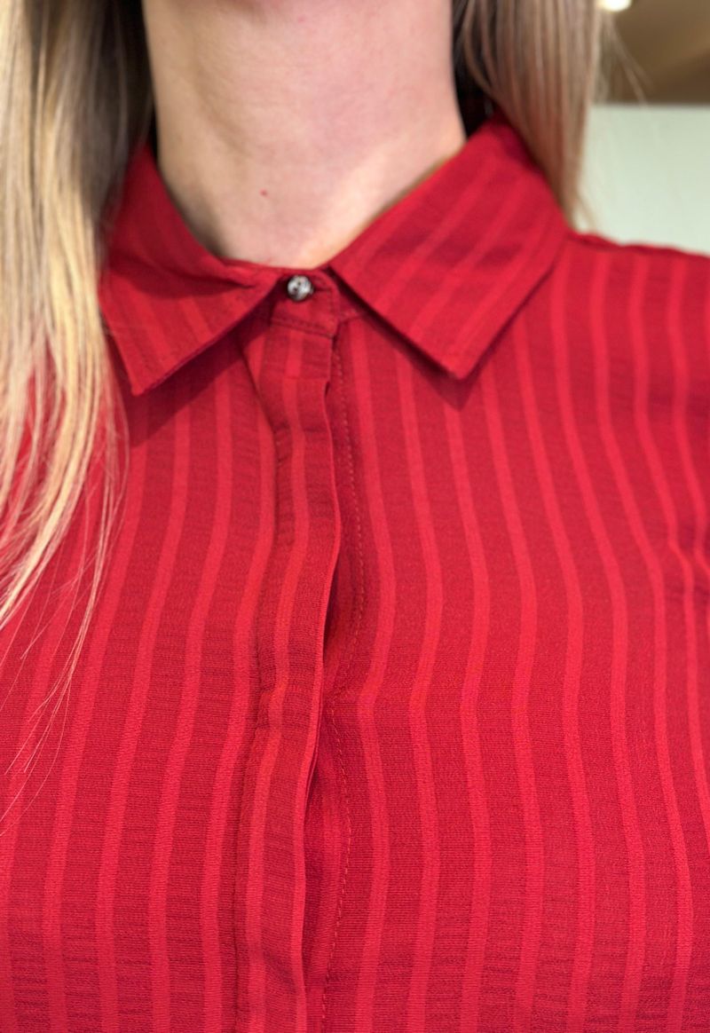 Camisa Kalyssa botão strass Aishty | Vermelho