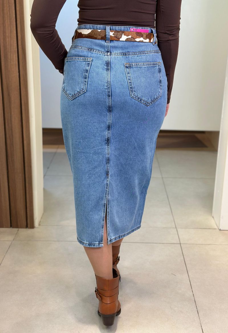 Saia jeans midi Max Denim | Jeans Médio
