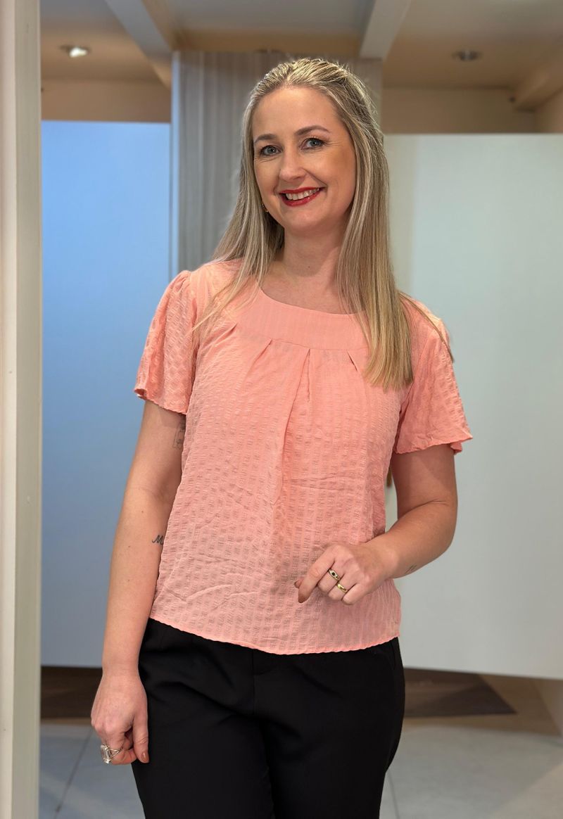 Blusa manga curta Eduarda Aishty | Coral