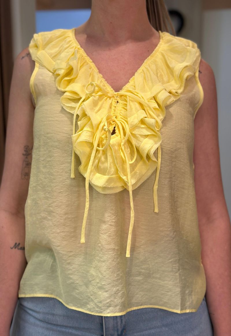 Blusa regata com babados Eagle Rock | Amarelo