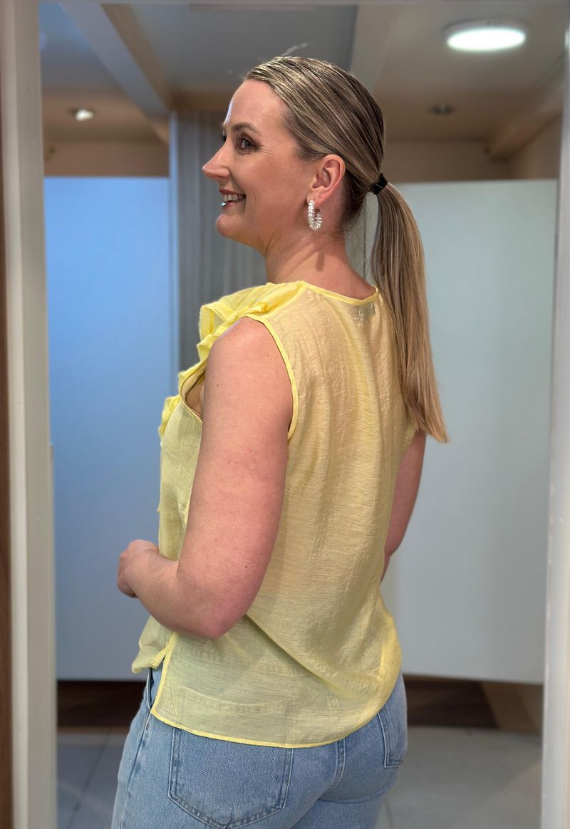 Blusa regata com babados Eagle Rock | Amarelo