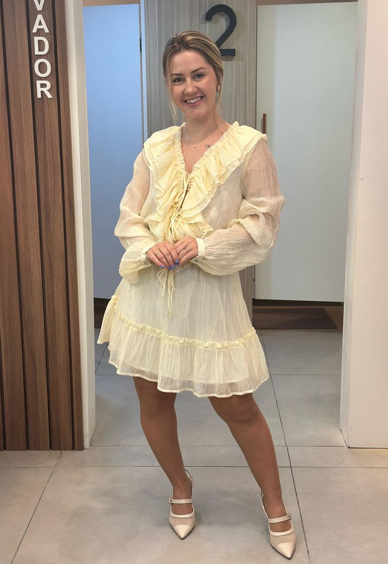 Vestido curto com babados Eagle Rock | Manteiga