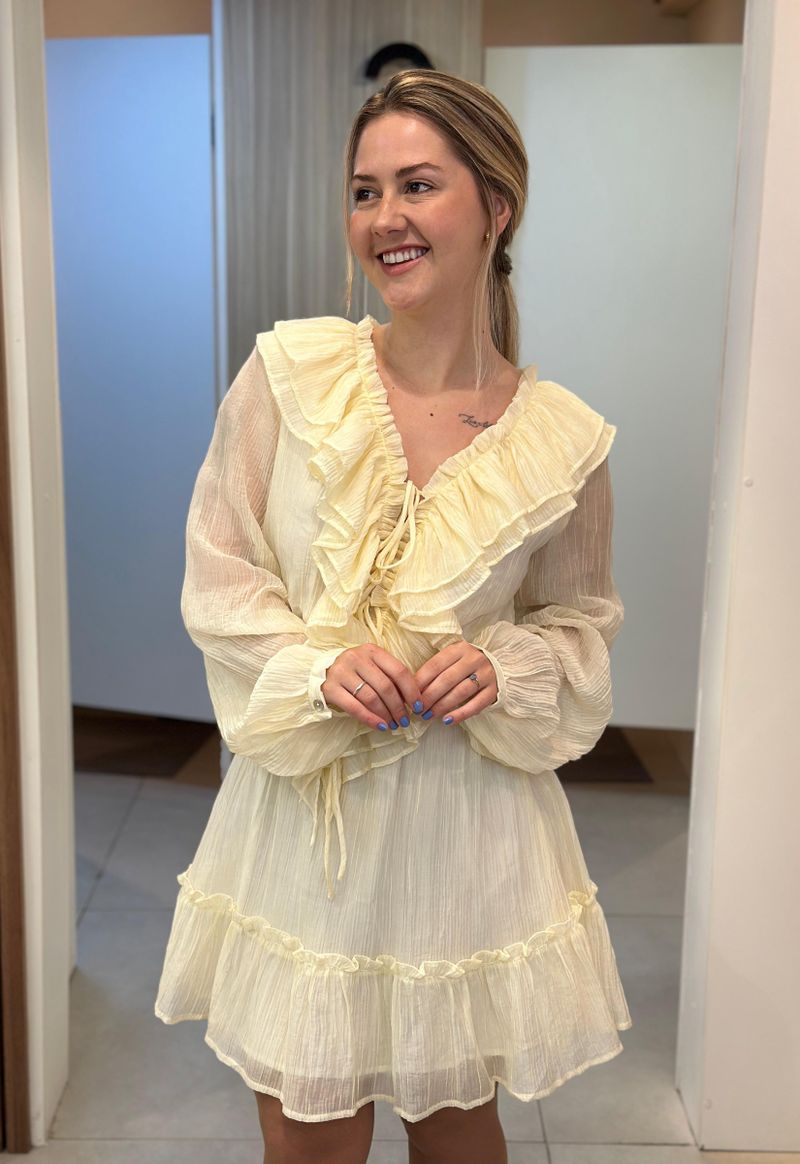 Vestido curto com babados Eagle Rock | Manteiga