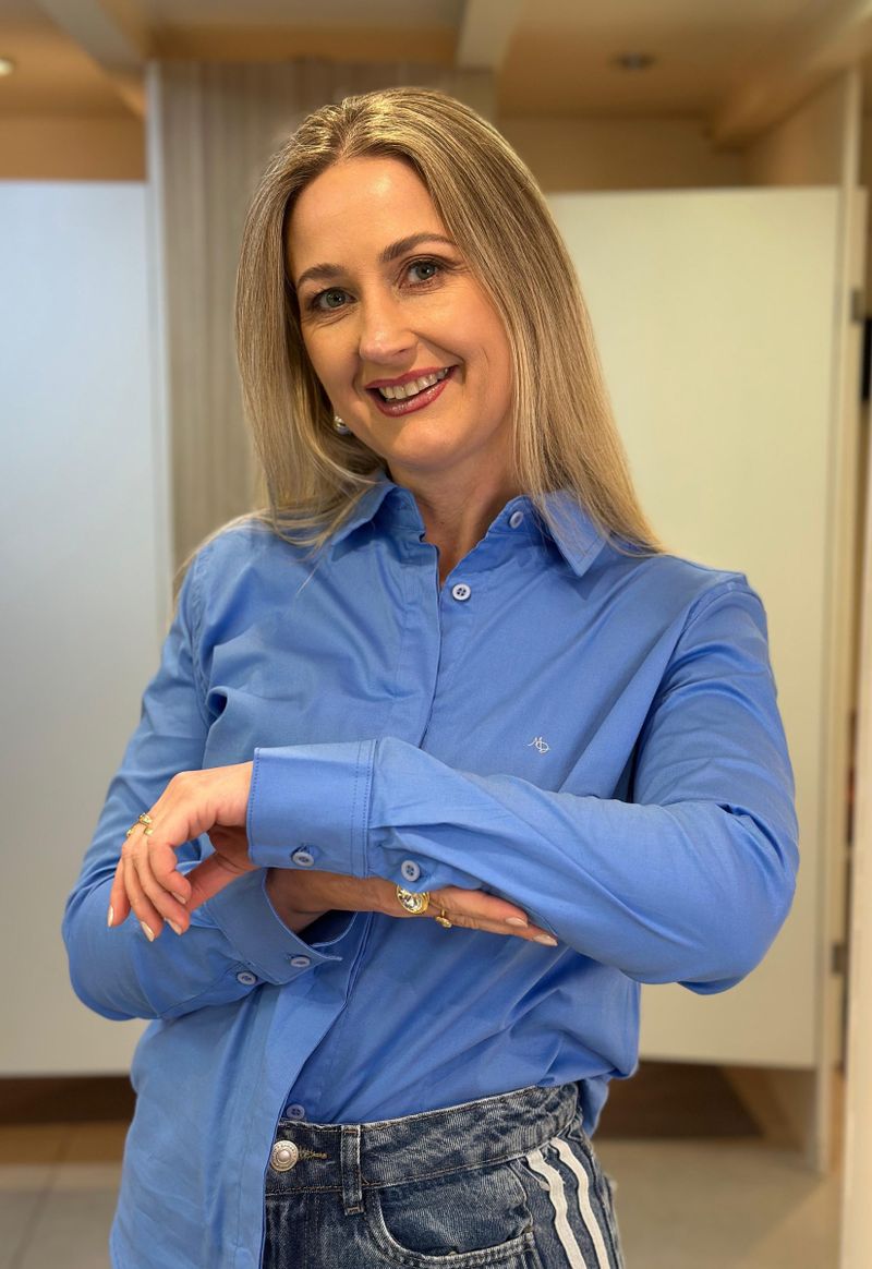 Camisa feminina slim Max Denim | Azul