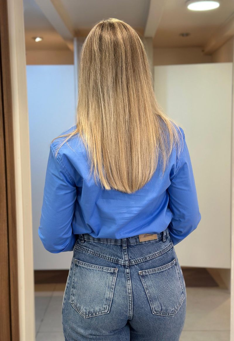 Camisa feminina slim Max Denim | Azul