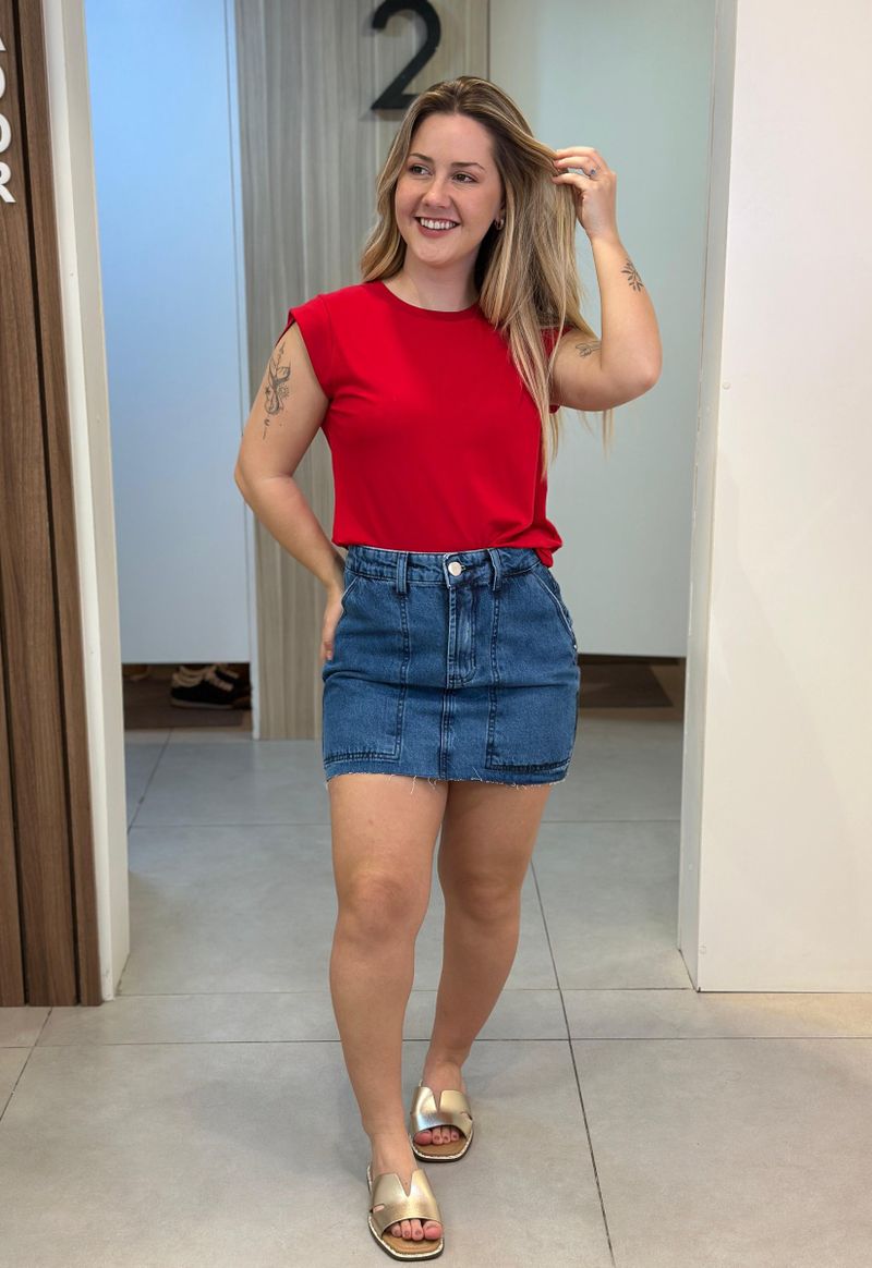 Saia curta jeans Max Denim | Denim