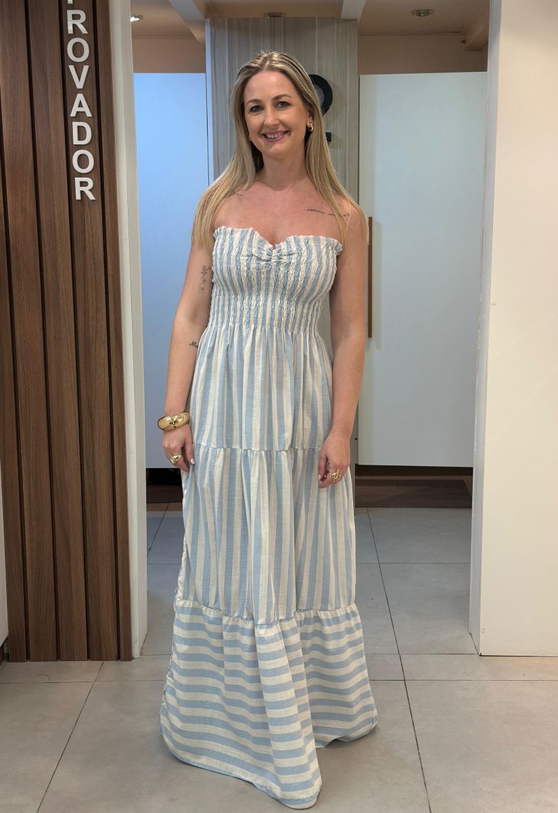 Vestido tomara que caia Tasha | Azul Bebê 