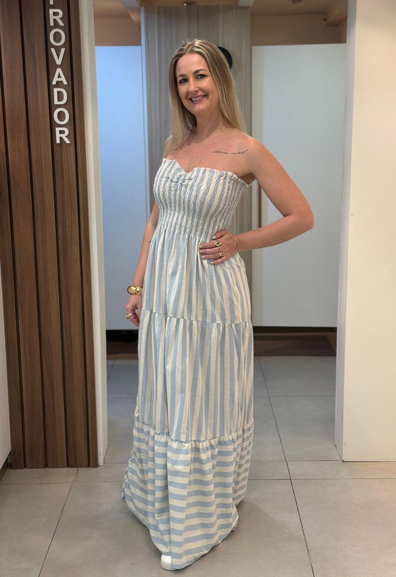Vestido tomara que caia Tasha | Azul Bebê 