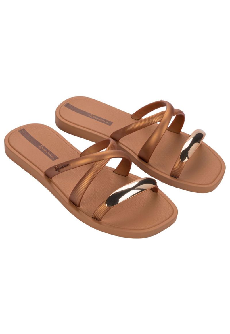 Chinelo metal chic Ipanema | Marrom e ouro