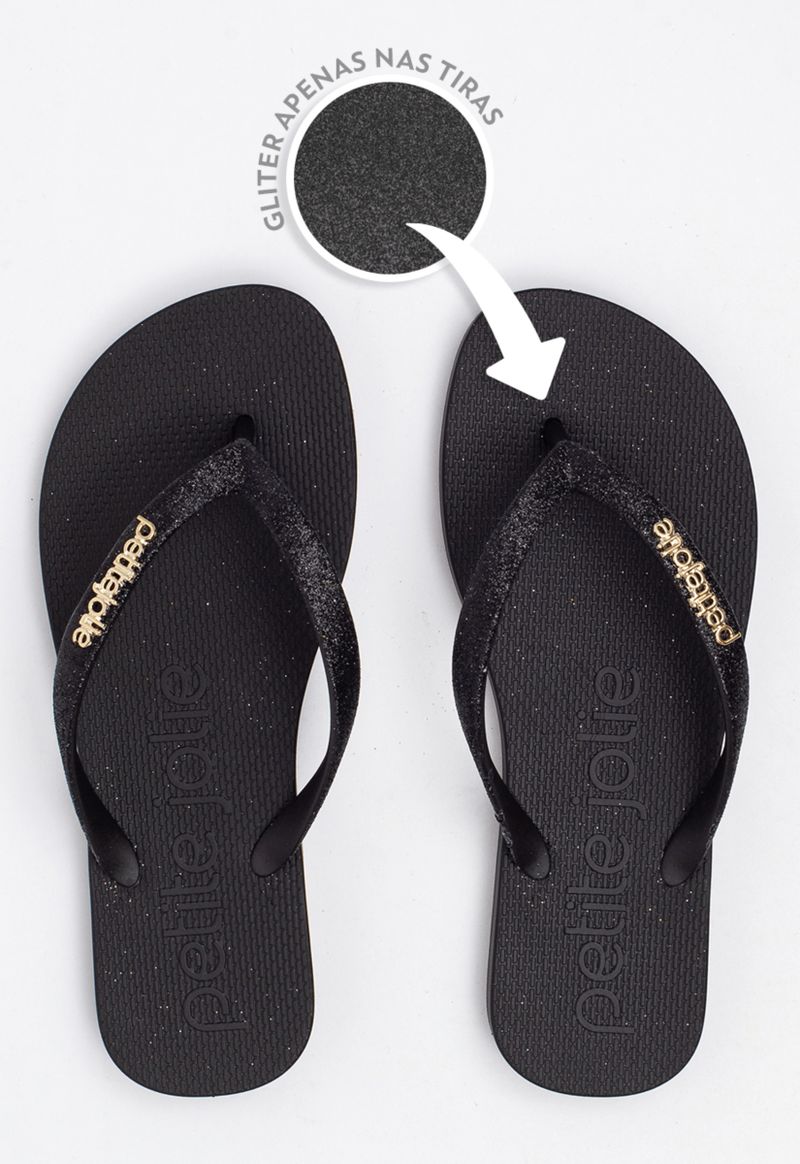 Chinelo glitter Petite Jolie | Preto
