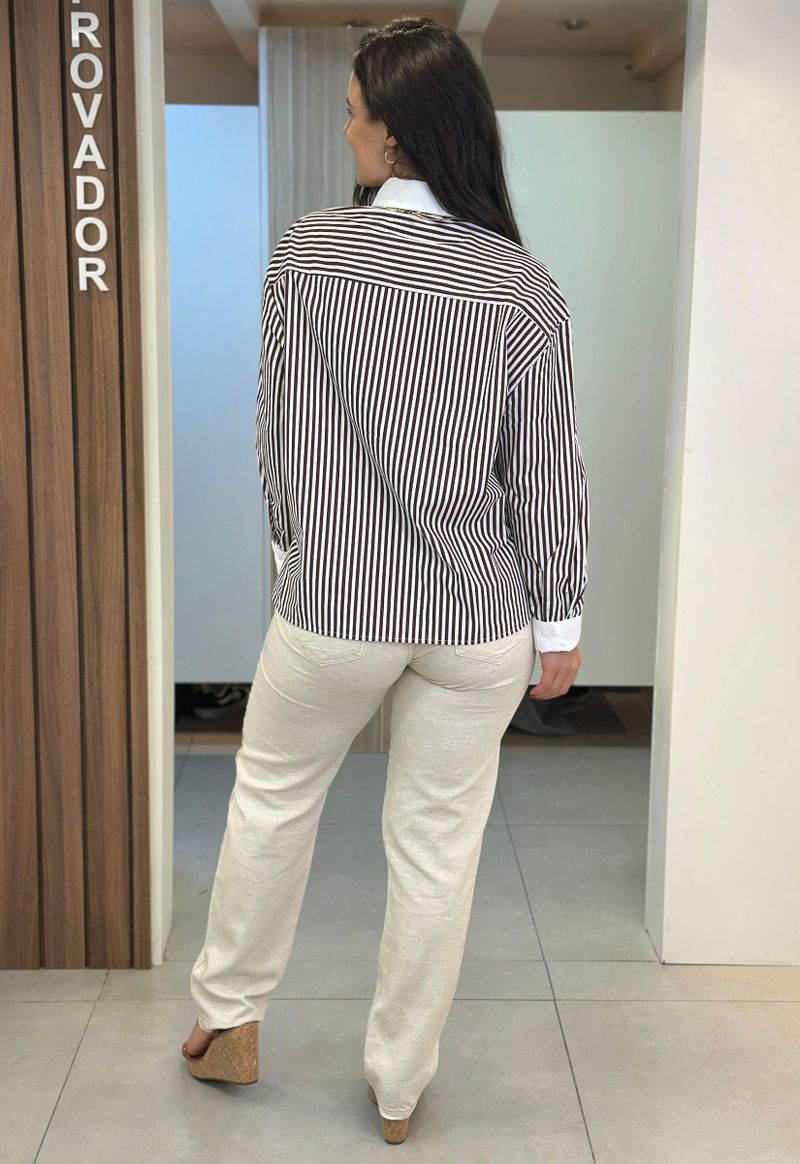 Calça feminina de linho reta Sawary | Cru