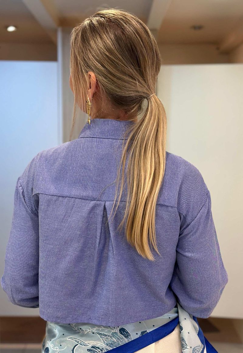 Camisa feminina cropped Amanda The Style Box | Azul