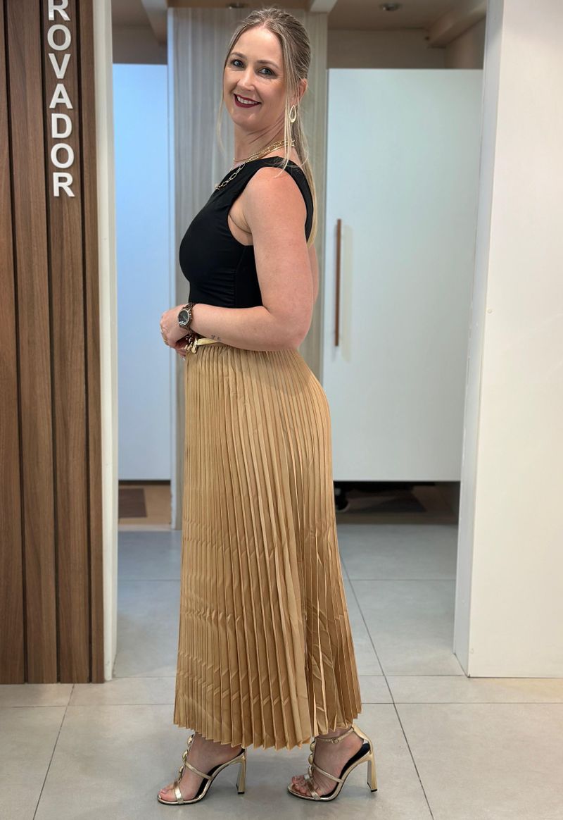 Saia midi plissada The Style Box | Bege