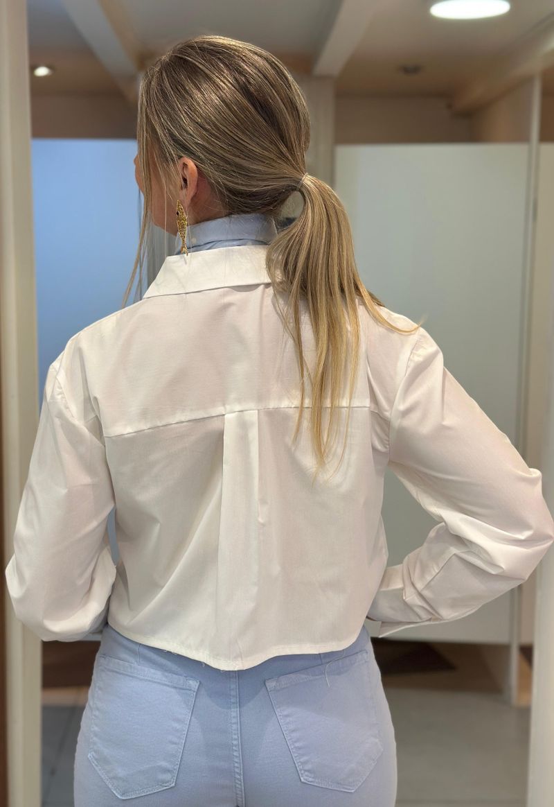 Camisa feminina com botões de metal The Style Box | Branco
