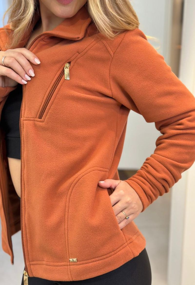 Jaqueta Soft Feminina Com Dois Zíper Frontal Chocolate | Ferrugem