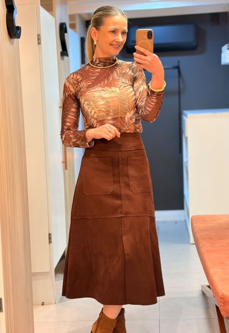 Saia midi suede Barlo | Café