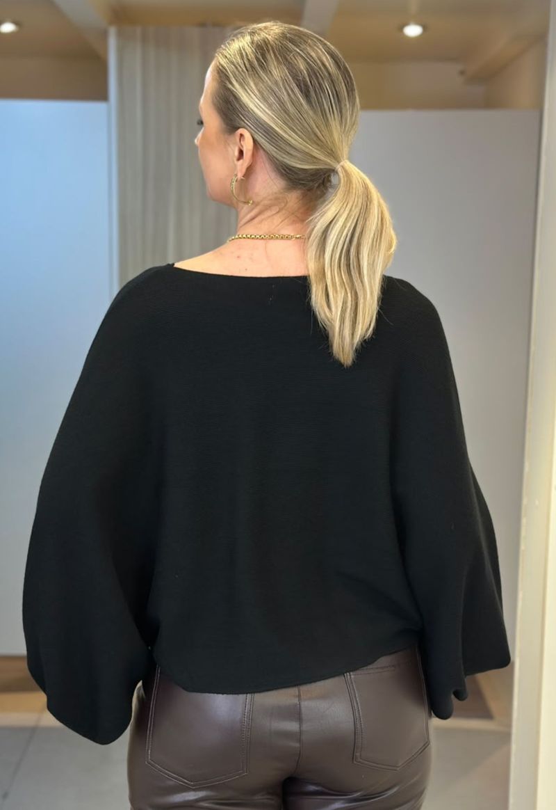 Blusa Modal Manga Morcego Jwx | Preto