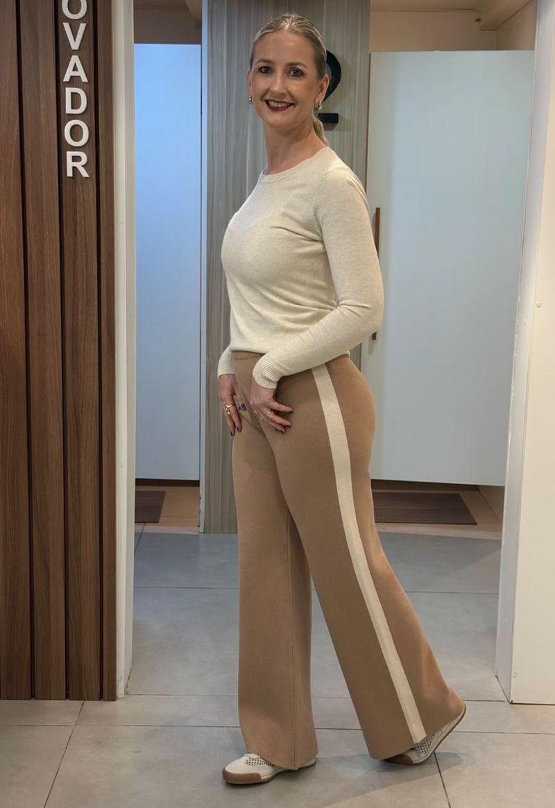 Calça Feminina Tricot 240555 Facinelli | Kaqui