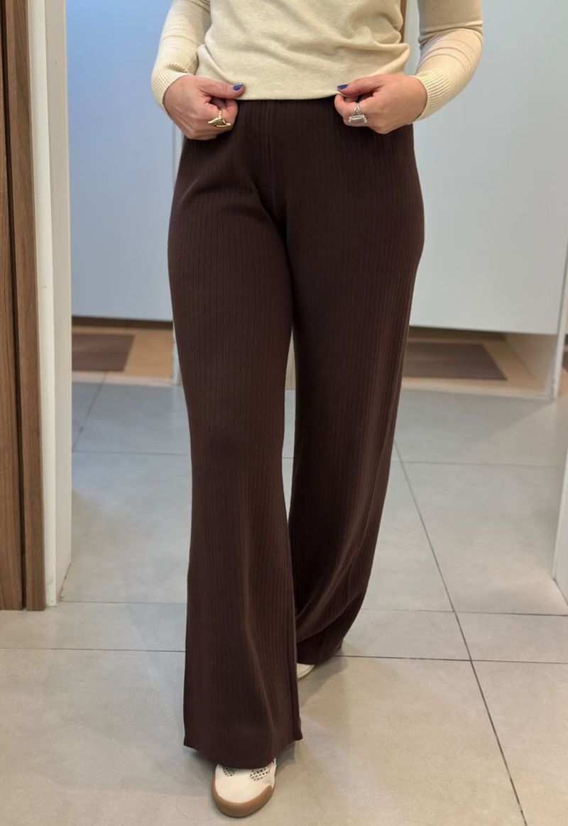 Calça Feminina Tricot Canelada Pantalona 240562 Facinelli | Café