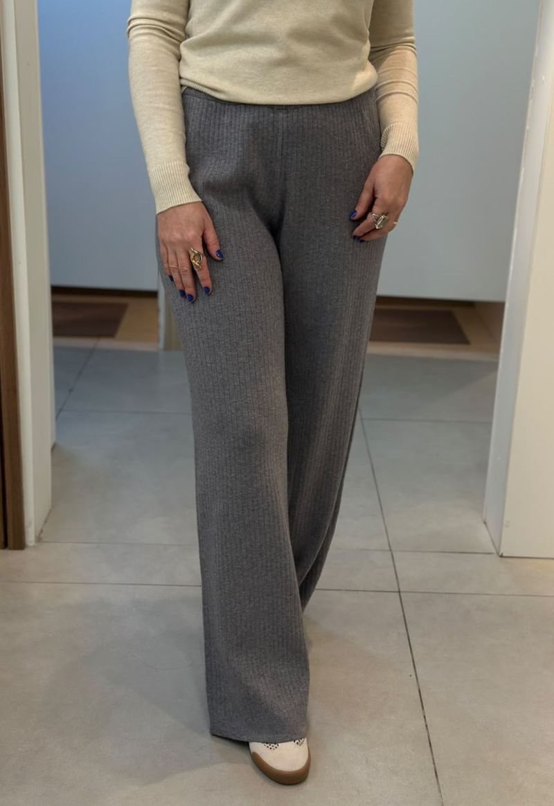 Calça Feminina Tricot Canelada Pantalona 240562 Facinelli | Cinza