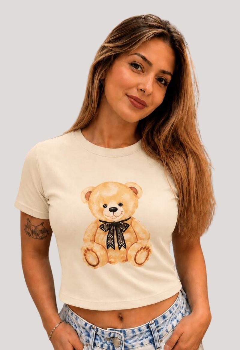 T-shirt urso Loverly | creme