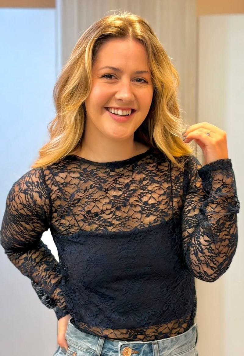Blusa Renda Manga Longa Pretapink | marinho