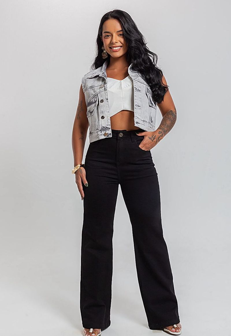 Calça Jeans Wide Leg  Black Jeans 