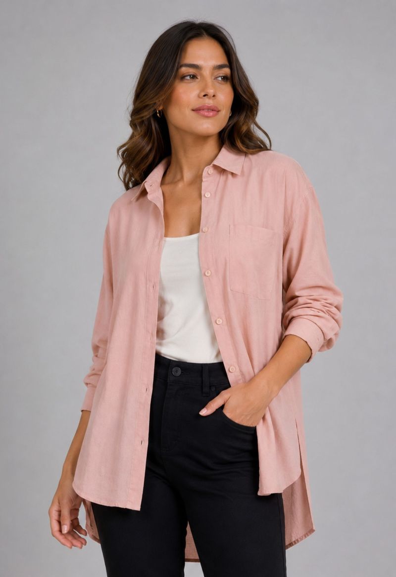 Camisa mullet com bolso frontal Anne | blush