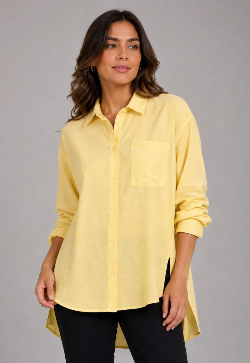 Camisa mullet com bolso frontal Anne | amarelo