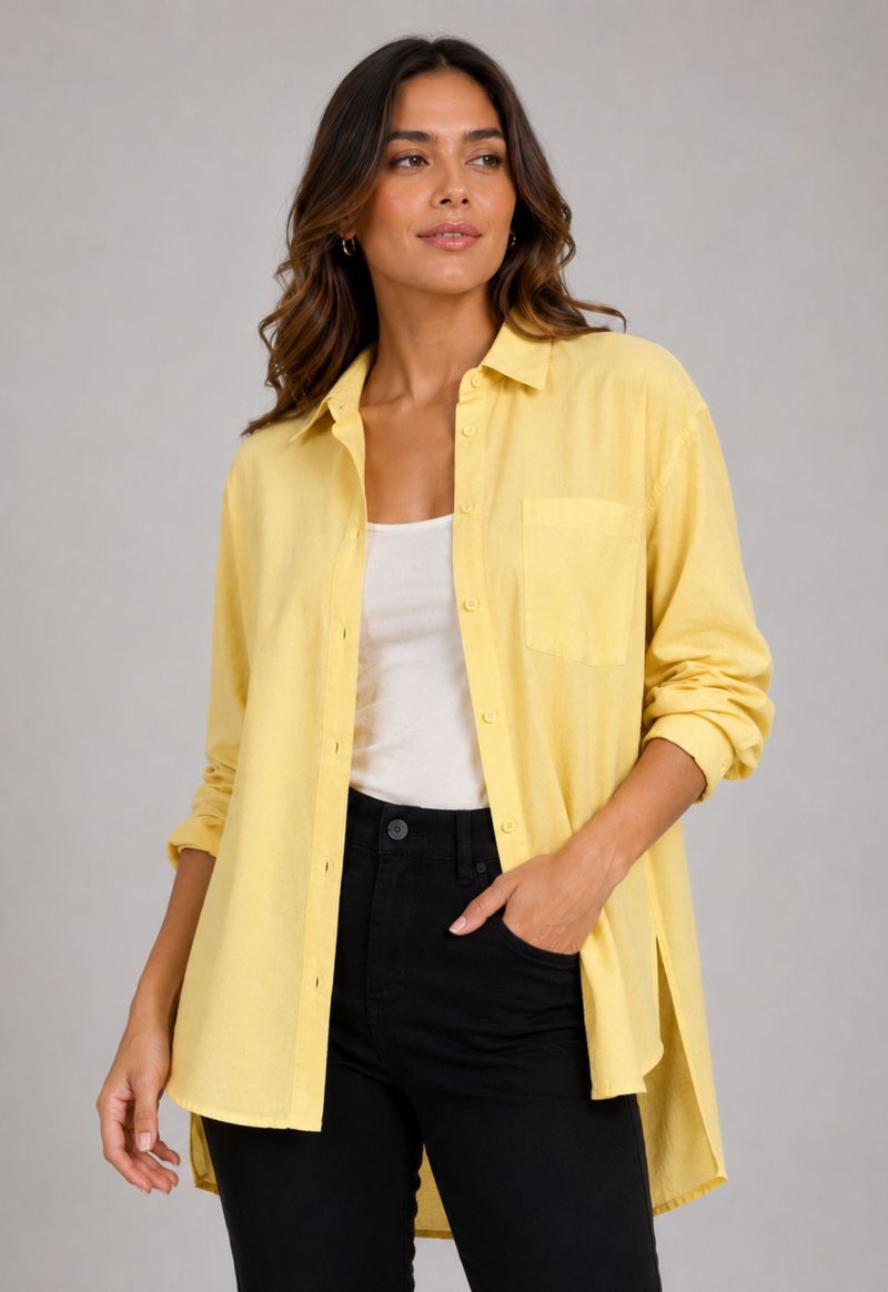 Camisa mullet com bolso frontal Anne | amarelo
