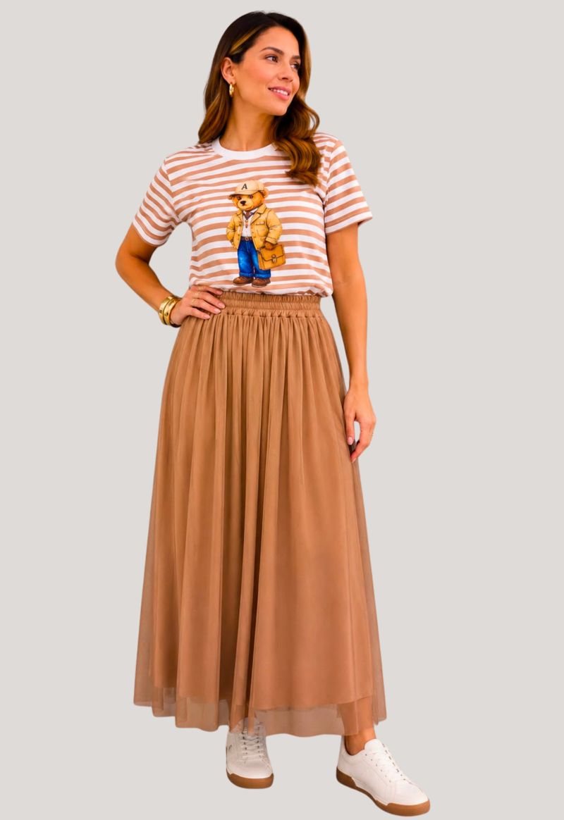 Saia Tule Godê Jessica Modas I Cappuccino