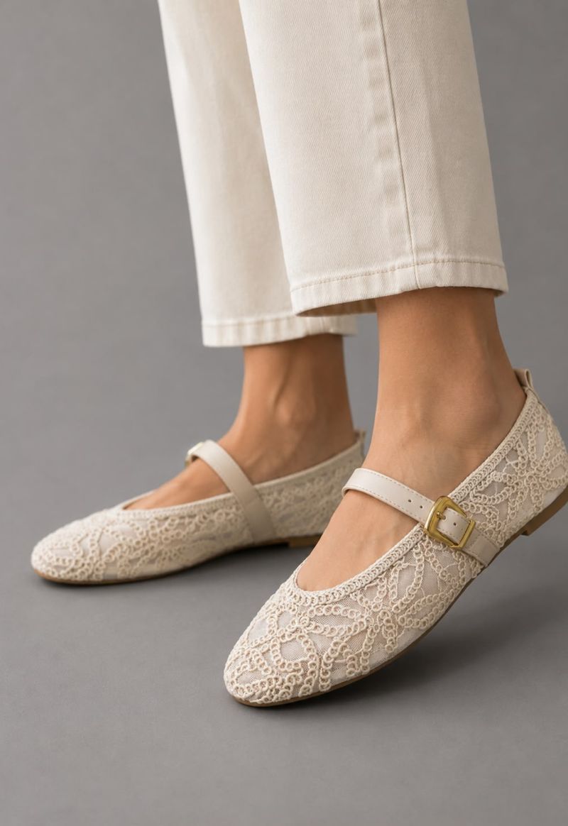 Sapatilha bordada em renda Vizzano | off white