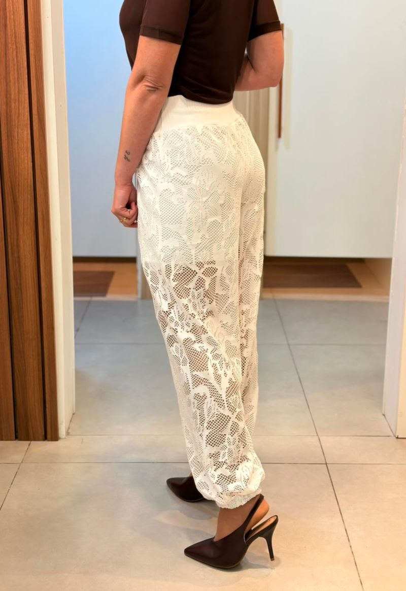 Calça jogger de renda Lummier | branco