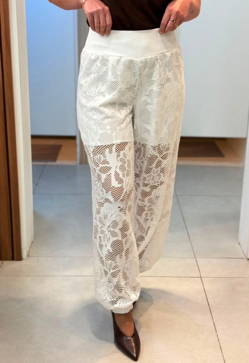 Calça jogger de renda Lummier | branco