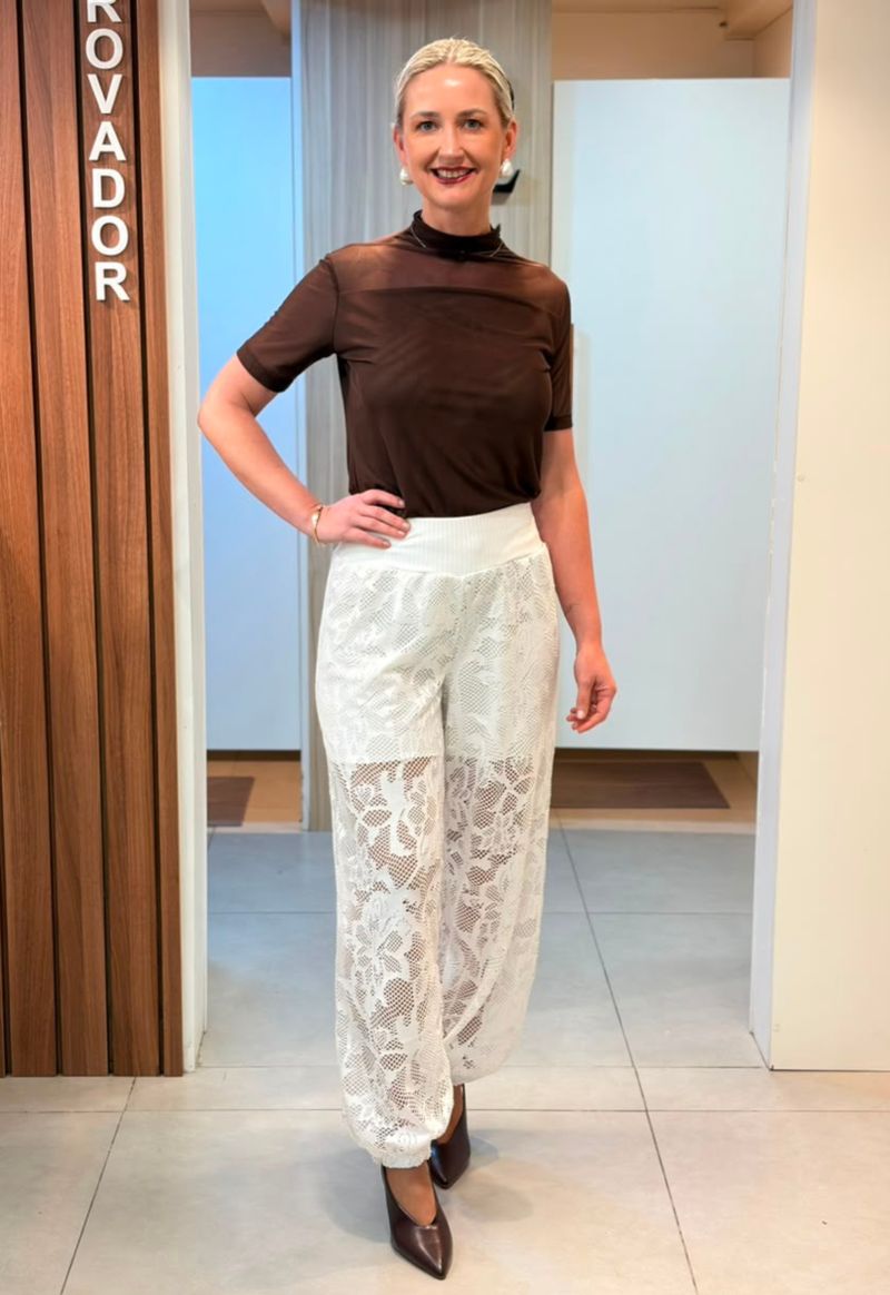 Calça jogger de renda Lummier | branco