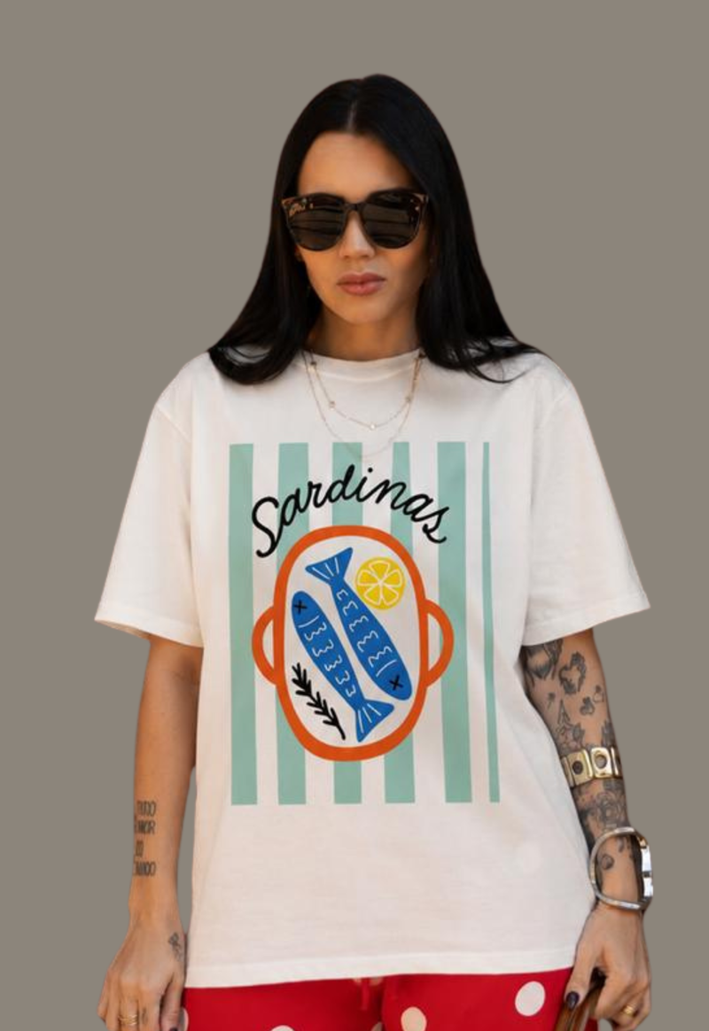 T-shirt sardinas Justa Moda | off white
