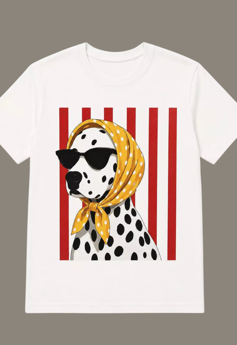T-shirt over dalmata lenço poá Justa Moda | off white