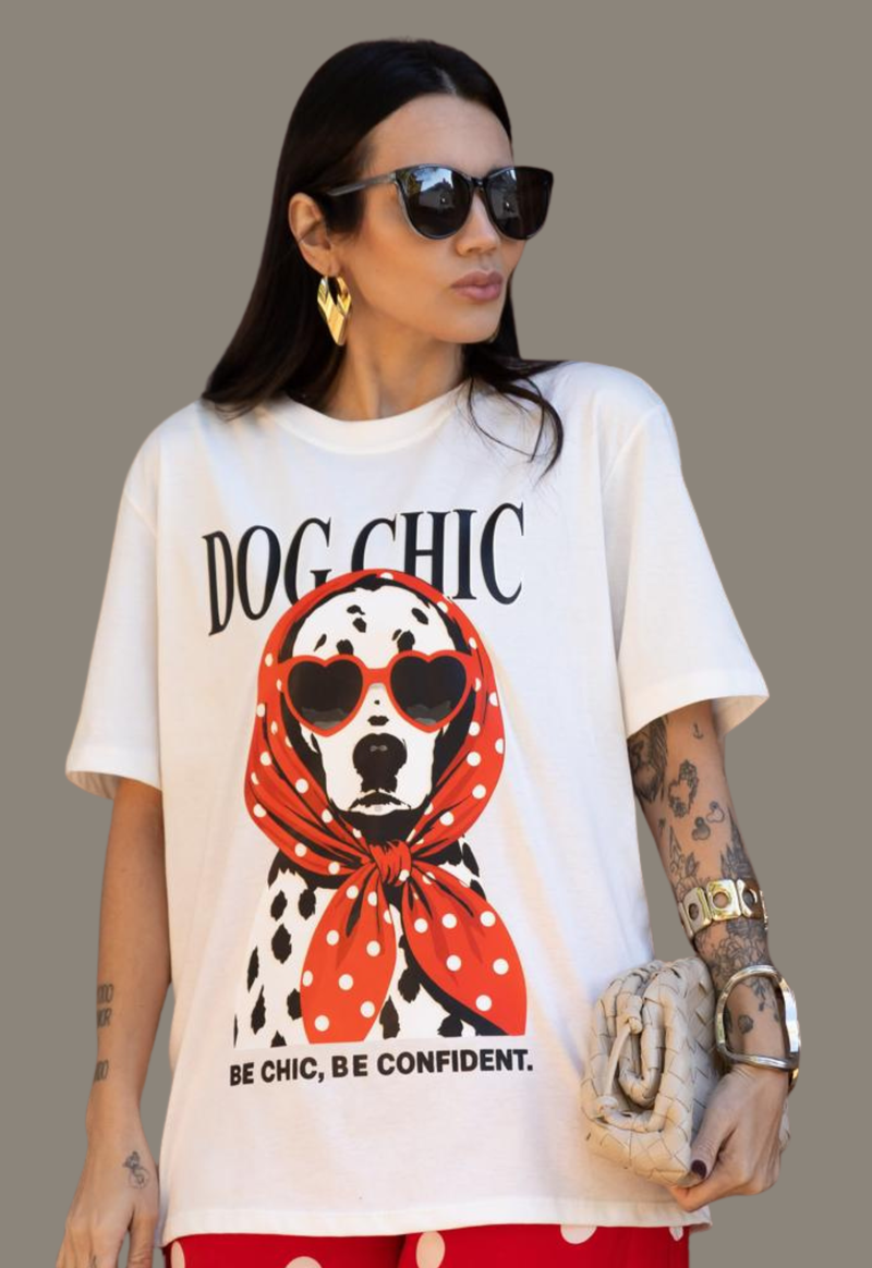 T-shirt over dog chic Justa Moda | off white