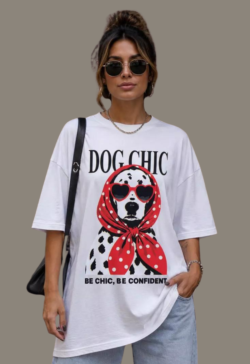 T-shirt over dog chic Justa Moda | off white