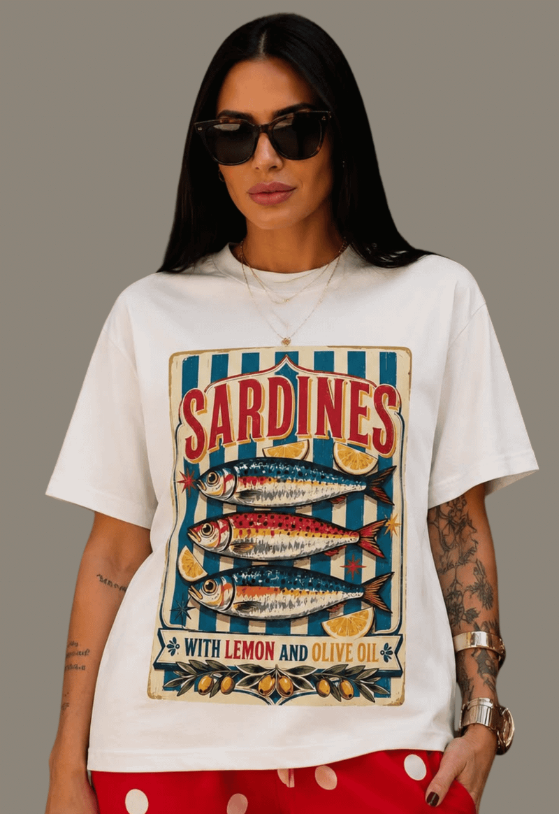 T-shirt sardines whit lemon Justa Moda | off white
